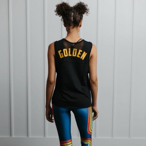Free People Tops - free people home run golden mesh tank